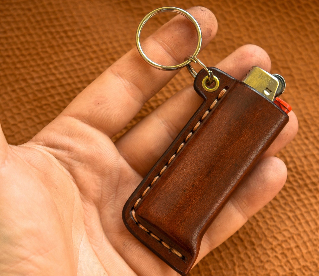 Lighter Pouch Lighter Sleeve Leather Lighter Keyring Etsy
