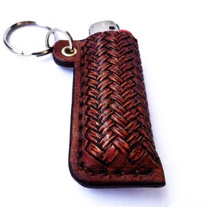 3D Stamped Leather Keyring for BIC Lighter, Case made to fit BIC lighter, Leather cover for BIC lighter, Lighter Case, Lighter Case Keyring