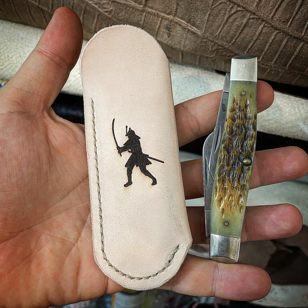 Samurai Leather Pocket Knife Slip Traditional Pocket Knife Etsy