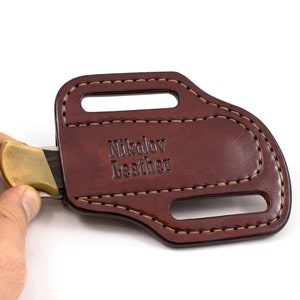 Pancake leather sheath for Buck 110 folding hunter , custom leather knife case, Buck knife holster, every day carry knife, handmade sheath image 10