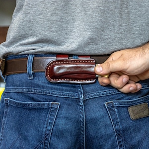 Fodero orizzontale per il trasporto posteriore per Buck 110 Folding Hunter, fodero in pelle fatto a mano, custodia in pelle per coltello tascabile, coltello EDC