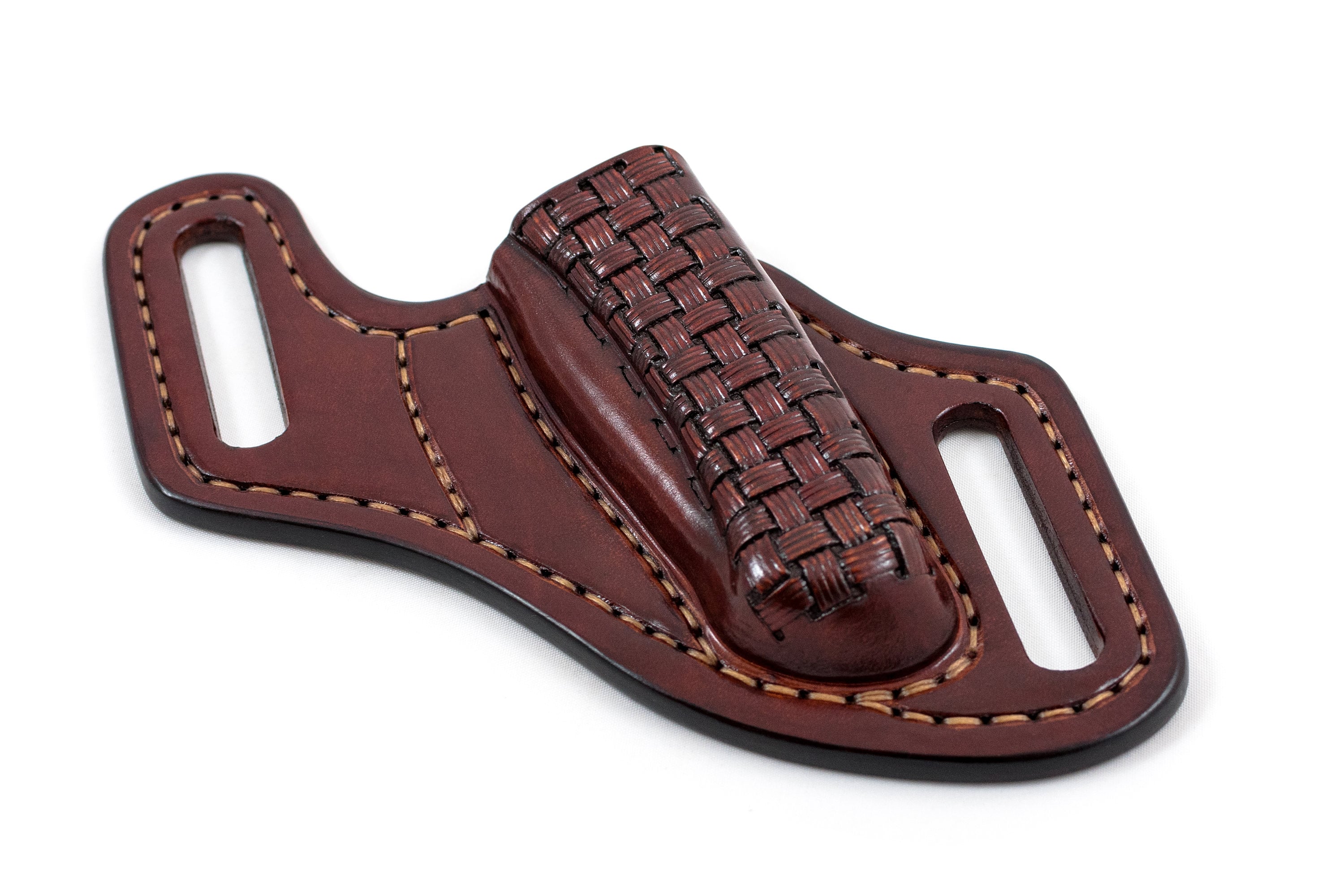 Brown Leather Crossdraw Pancake Sheath for Buck 110 Folding Hunter