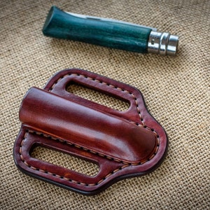 Leather Pancake Sheath made for Opinel , folding knife pouch, pocket knife leather case, custom leather sheath, Traditional pocket knife edc image 8