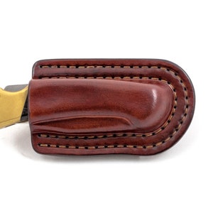 Double stitched horizontal sheath for Buck 112 Ranger, Buck custom leather sheath, pocket knife leather case, EDC knife image 9