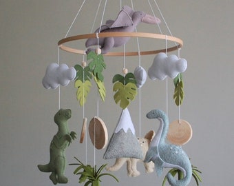 Baby crib mobile dinosaur Felt baby mobile Dinosaur nursery cot mobile Baby mobile boy Baby shower gift