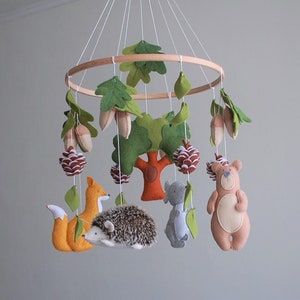Felt Woodland Animals Baby Mobile: Forest Nursery Decor