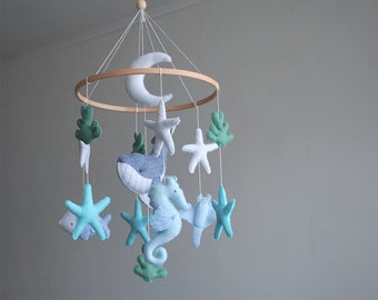 Baby mobile Ocean baby mobile Whale nursery mobile Crib mobile Ocean baby shower gift