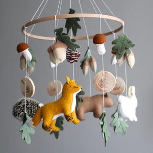 Felt Woodland Baby Crib Mobile: Forest Animals Nursery Decor, Expecting mom gift