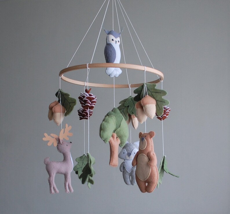Woodland Baby Mobile Forest Nursery Mobile Baby. Felt Woodland Etsy
