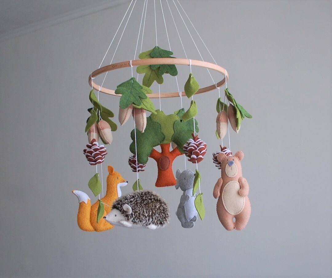 Woodland Animals Mobile Baby Forest Nursery Decor Felt Mobile Baby