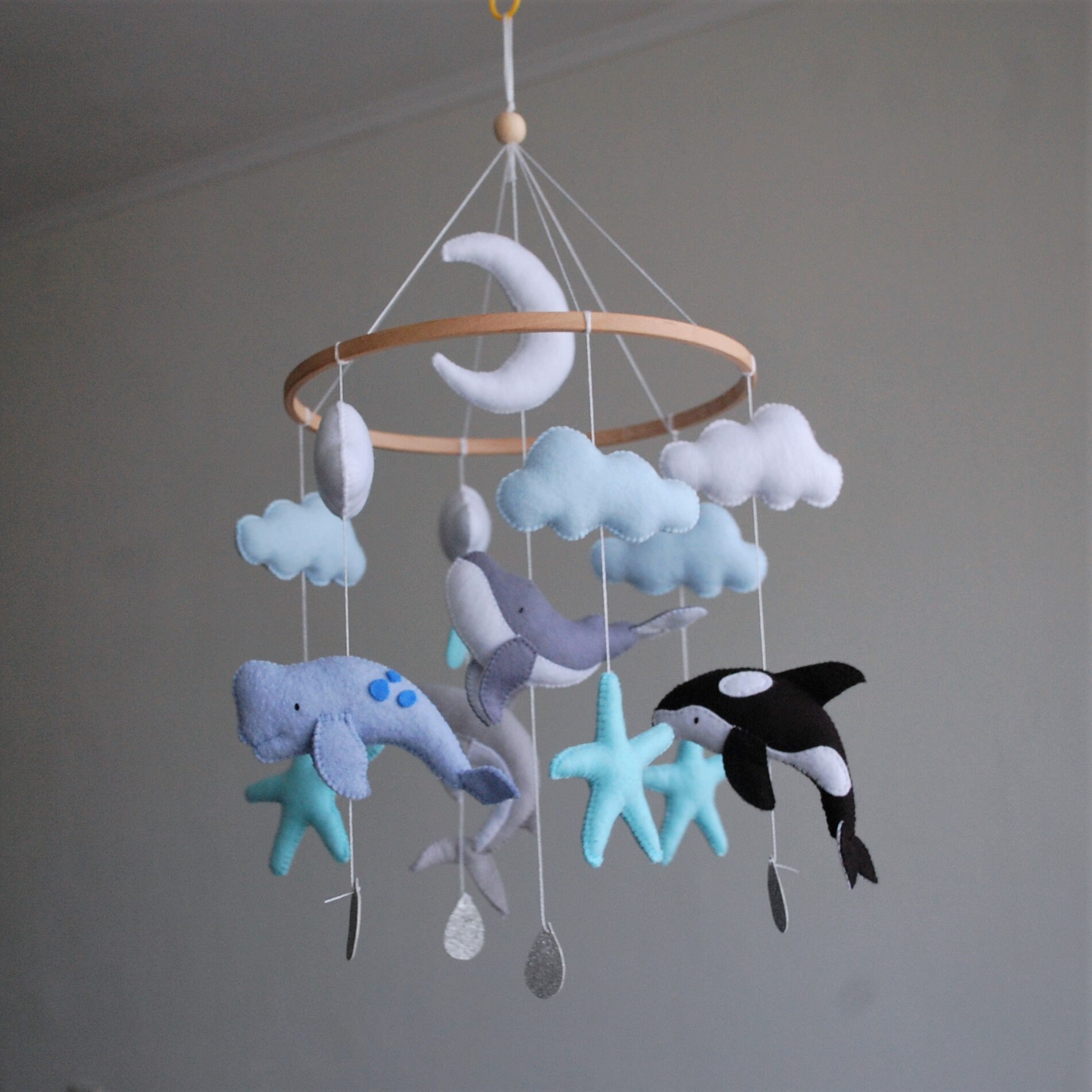 Sea creature mobile Ocean baby crib mobile Felt whales orca. Etsy