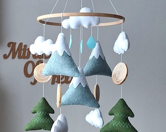 Mountain Adventure mobile Felt Hanging Decor, Woodland Nursery Art, Scandi Room Ornament