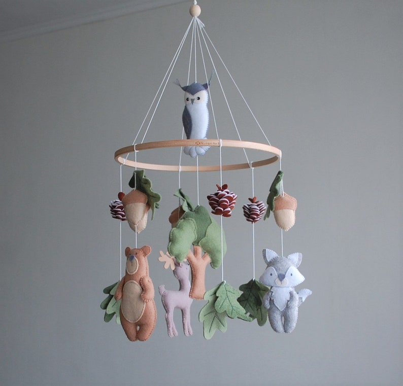 Woodland Baby Mobile Forest Nursery Mobile Baby. Felt Woodland Etsy
