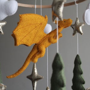 Baby mobile Dragon Crib mobile nursery Hanging felt baby mobile Fantasy nursery decor Magic mobile Dragon baby shower gift