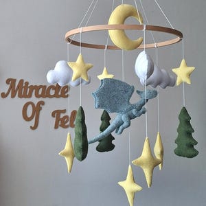 Felt Dragon Baby Mobile: Fantasy Nursery Crib Decor, New Mom Gift