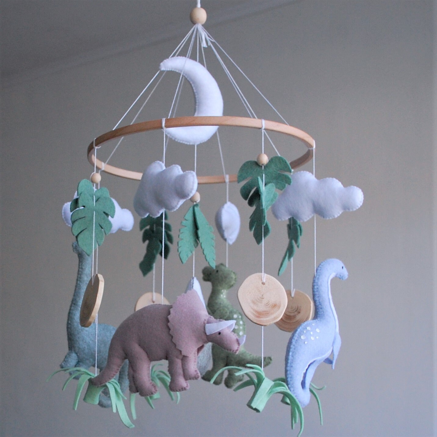 Dinosaur mobile baby Dino nursery decor Felt crib mobile Etsy