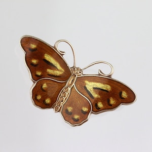 Silver enamel butterfly brooch