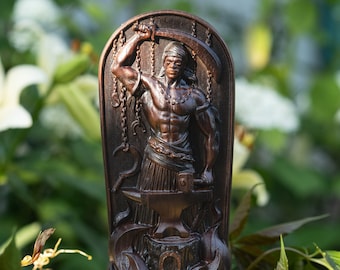 Carved Ash Wood Ogun Altar: Yoruba Orisha, War and Iron