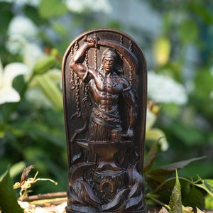 Ogun Ogoun Oggun Yoruba Ogum Haitian Vodou Voodoo Orleans Hoodoo Orisha Santeria Kriegs- und Eisen-Werkzeuge Zivilisation Carving Holz Altar