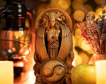 Eris Greek Goddess The Sacred Chao Discordianism Discordia Apple of Discord Chaos Disorder Carving Wood Altar The Principia Discordia