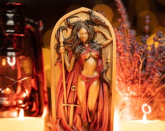 Morrigan statue, Morrigu War and Fate Goddess Irish pantheon wood carving  sculpture pagan paganism druid wiccan wicca witches gaelic celtic