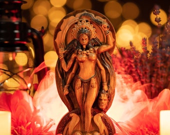 Kali Deity Hindu Goddess of Renewal Indian Mahakali Pagan Adi Shakti Sculpture Carving Divine Mother Tantric Mother of the Universe Wicca