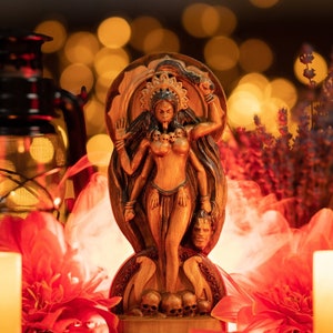 Kali Deity Hindu Goddess of Renewal Indian Mahakali Pagan Adi Shakti Sculpture Carving Divine Mother Tantric Mother of the Universe Wicca