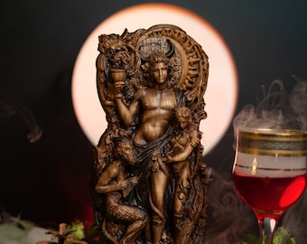 Dionysus Wood Sculpture: Greek God of Wine, Bacchus Altar Carving