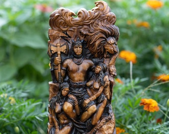 Yoruba Shango Wood Carving: Orisha, Voodoo Altar Statue