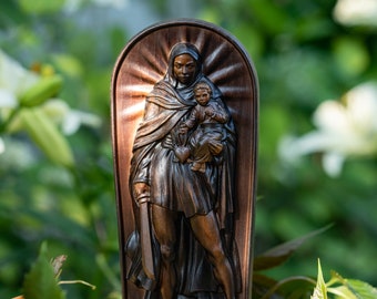 Ezili Dantor Statue: Carved Ash Wood, Haitian Vodou Altar, 9 Inch