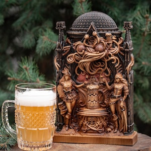 Flying Spaghetti Monster Beer Volcano Altar Carving Wood Pirates Pastafarian Pastafarianism Religion R&#39;amen