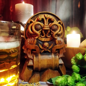 Flying Spaghetti Monster Beer Altar Carving Wood Pirates Pastafarian Pastafarianism Religion R&#39;amen