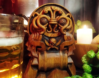 Flying Spaghetti Monster Beer Altar Carving Wood Pirates Pastafarian Pastafarianism Religion R'amen