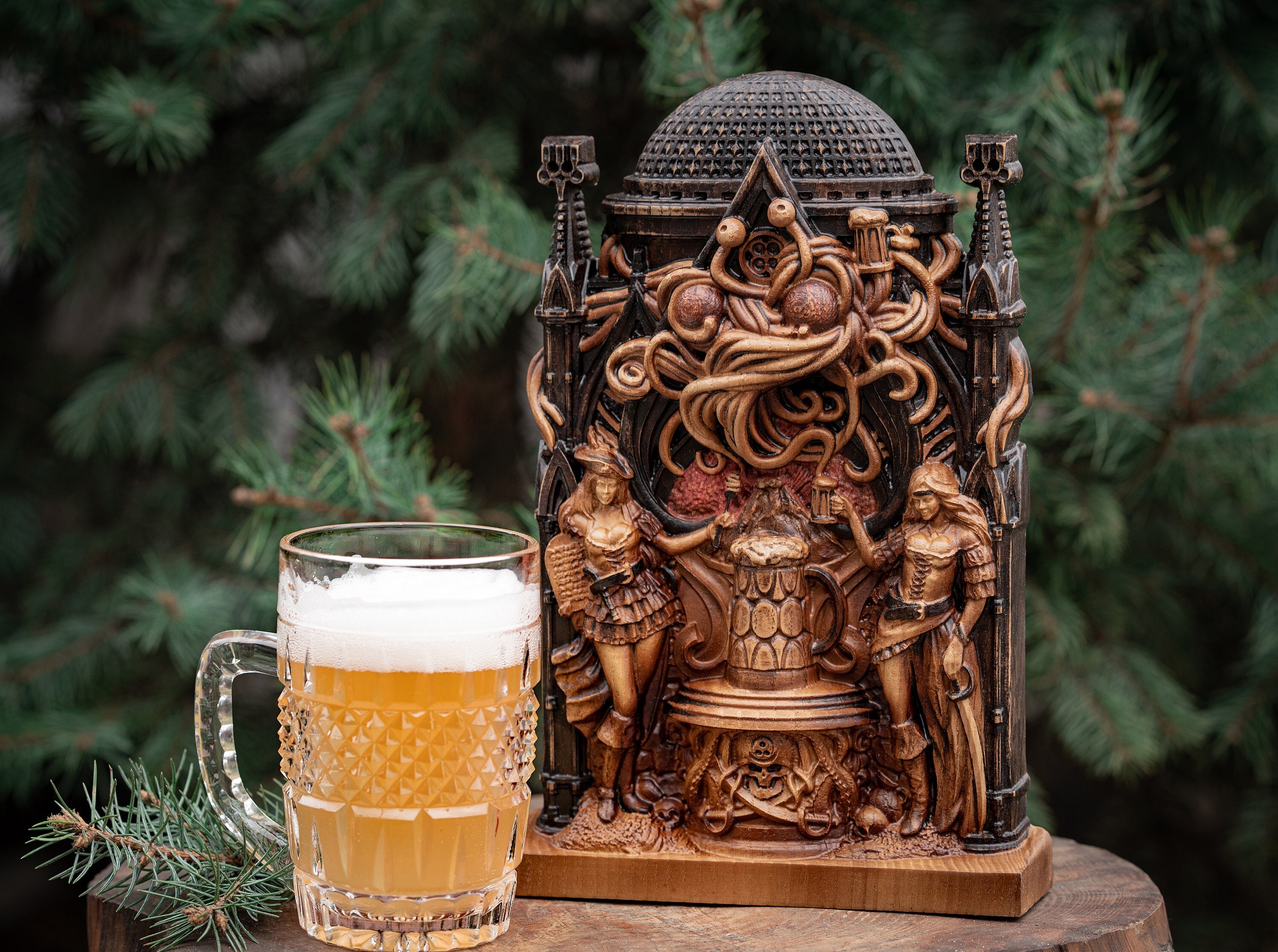 Flying Spaghetti Monster Beer Volcano Altar Carving Wood Pirates Pastafarian Pastafarianism Religion R'amen