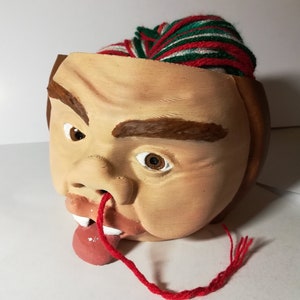 Yarn Bowl With Ugly Face Brown w/brown eyes