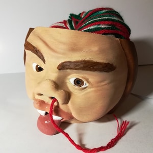 Yarn Bowl With Ugly Face Brown w/brown eyes