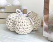 Pumpkin Decoration - Autumn Table Decor - Halloween Ornament - Rustic Fall Harvest Home Decor - Thanksgiving Small Crochet Farmhouse Pumpkin