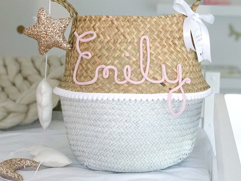 Nursery Storage Basket Dipped White Kids Room Basket Baby Etsy