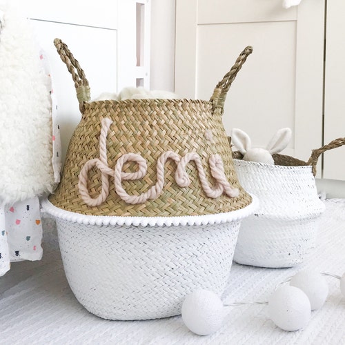 Baby Girl Nursery Basket Personalised Toy Storage Nursery Etsy