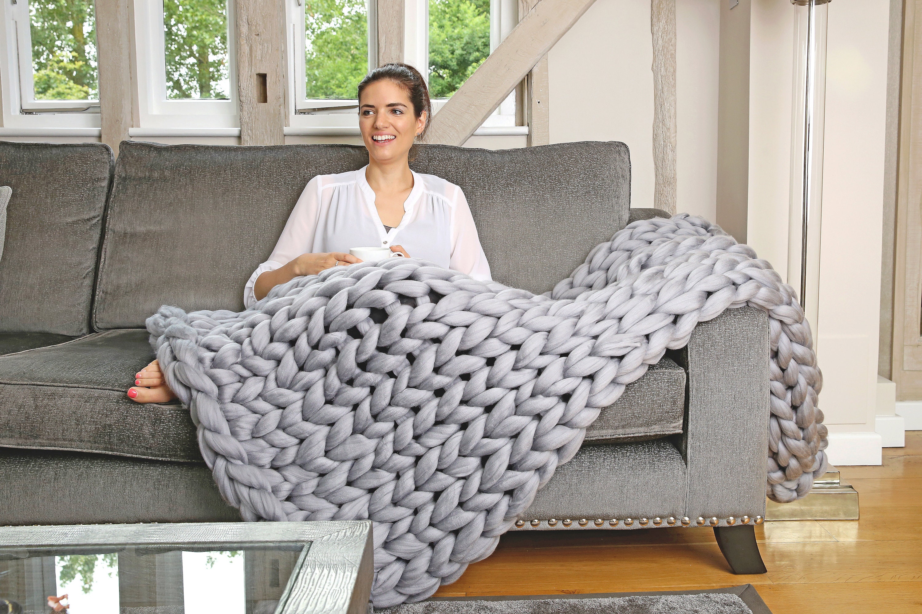 Chunky Knit Wool Blanket Arm Knit Blanket Chunky Knit Etsy