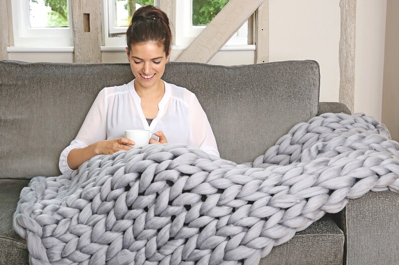 Chunky Knit Wool Blanket Arm Knit Blanket Chunky Knit Etsy