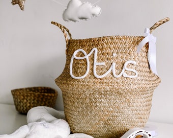 Personalised Toy Storage - Kids Room Decor, Personalised Baby Gift, Custom Seagrass Basket