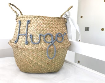 Personalized Seagrass Baby Basket – Toy Storage, Baby Shower Gift