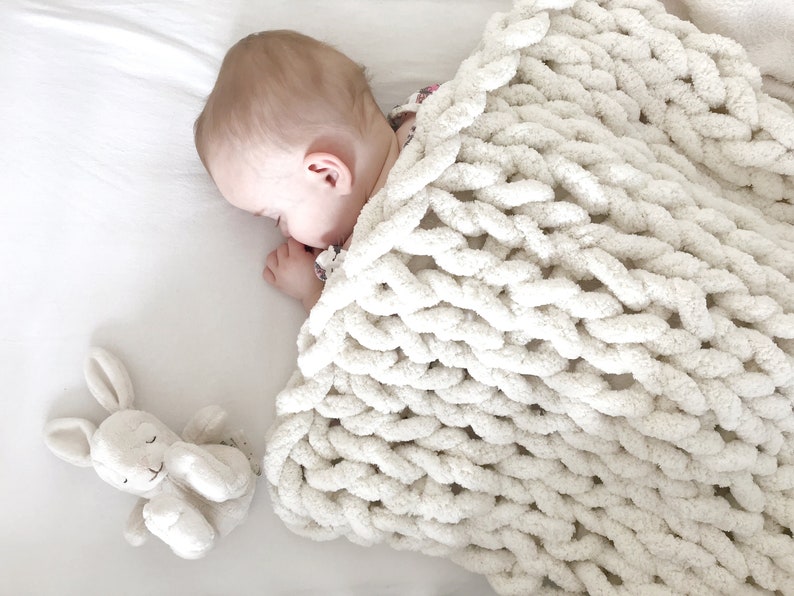 Chunky Knit Baby Blanket Arm Knit Stroller Blanket Gift Etsy