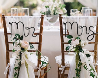 Mr and Mrs Chair Signs - Top Table Decorations - Wedding Chair Signs - Sweetheart Table Decor