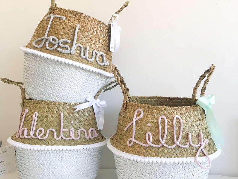 Nursery Storage Basket Dipped White Kids Room Basket Baby Etsy