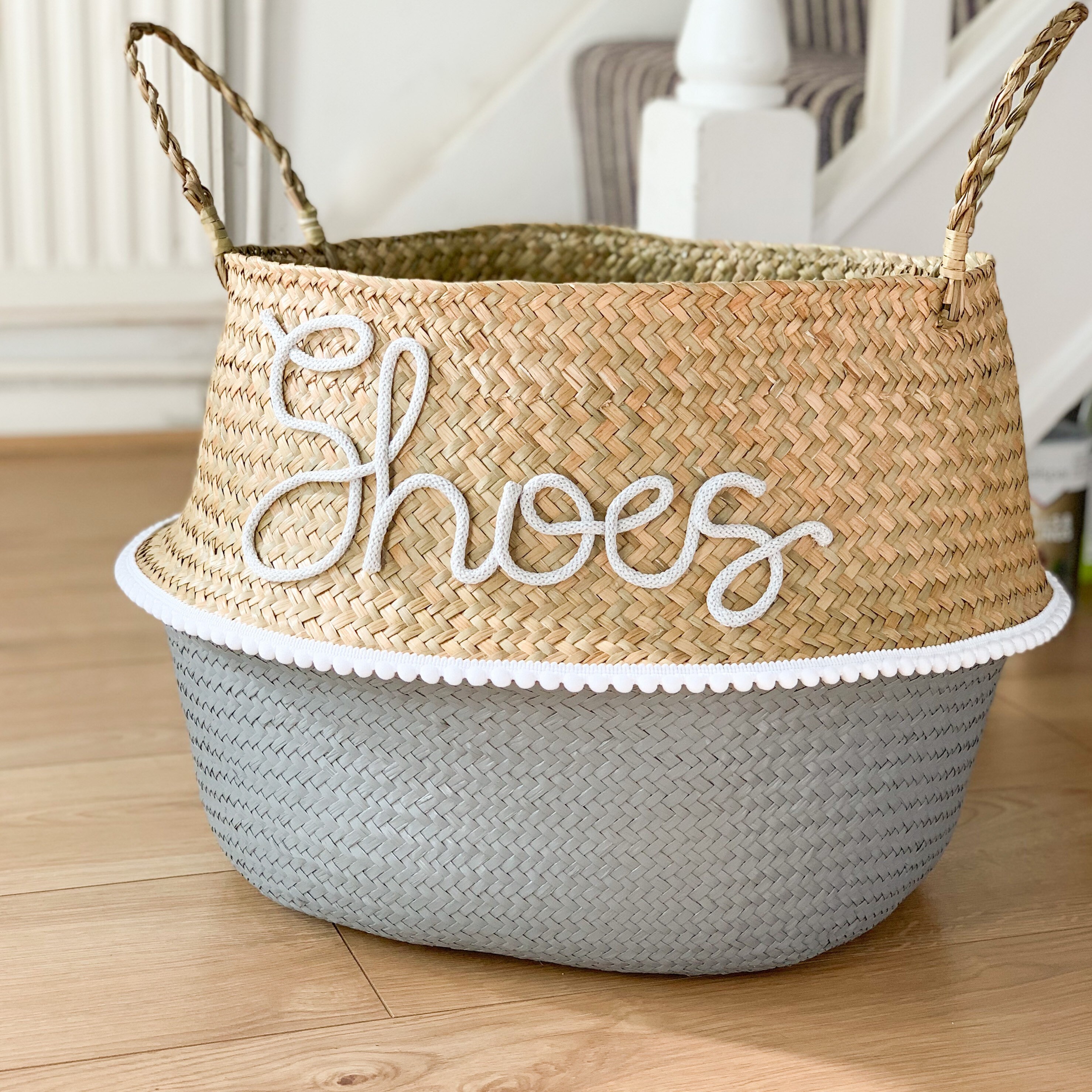 Basket for Blankets Belly Basket With Blankets Writing Etsy