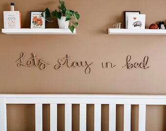 Wire Words Lets Stay In Bed - Above Bed Decor - Wire Wall Sign - Over The Bed Decor - Bedroom Wall Decor Over The Bed