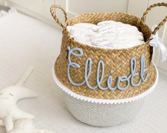 Baby Gift Basket - Personalised Baby Gift - Organisation for Baby Room - Toy Storage for Nursery - Christening Basket for New Baby