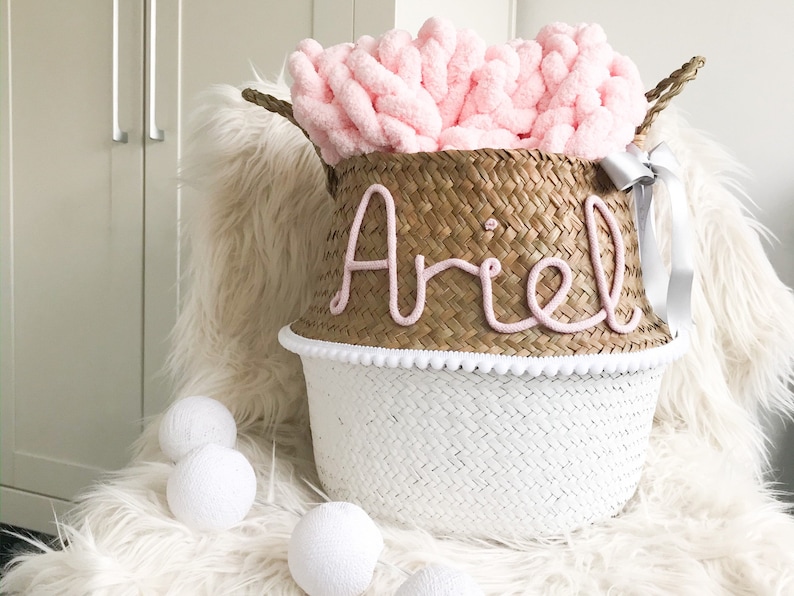 Nursery Storage Basket Dipped White Kids Room Basket Baby Etsy